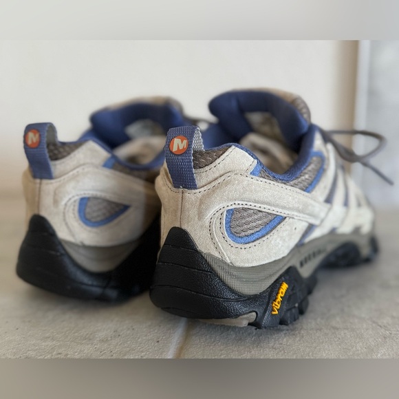 Merrell Moab 2 Low Top Hiking Boot Taupe Blue WO’s 6 Vibram Sole Custom Footbeds - Picture 4 of 16
